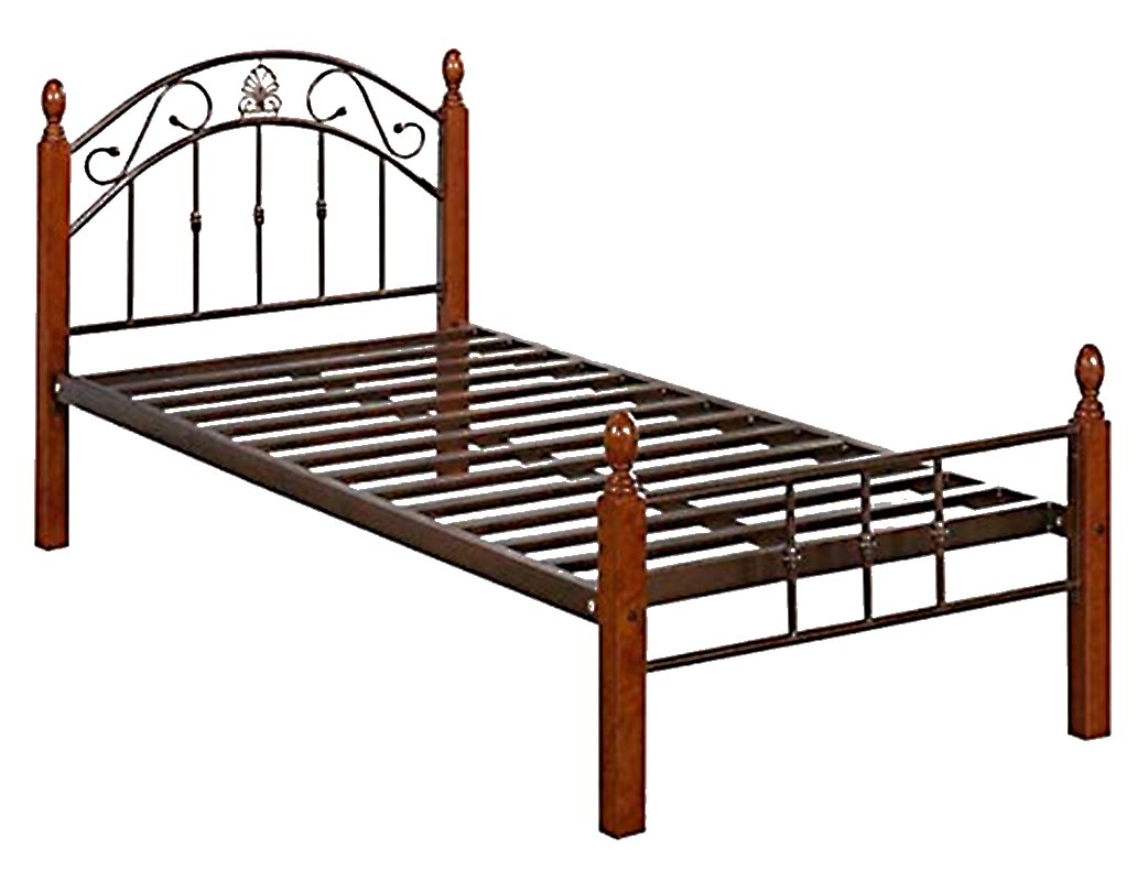 Galaxy Iron Metal Oak Wood Single Bed, How To Fix Metal Bed Frame Legs
