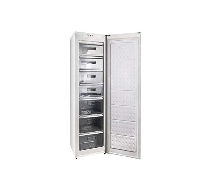 Nikai 250 Liters Upright Freezer with Sturdy slide out shelves, White