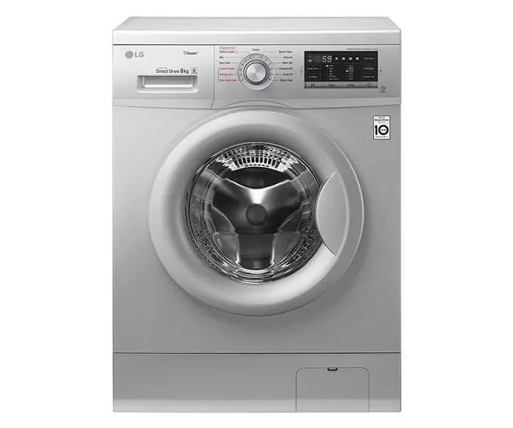 LG 8 Kg Front Load Steam Washing Machine 1400 rpm 8 Programs with Inverter Direct Drive Motor Silver Colour Model- FH4G7TDY5