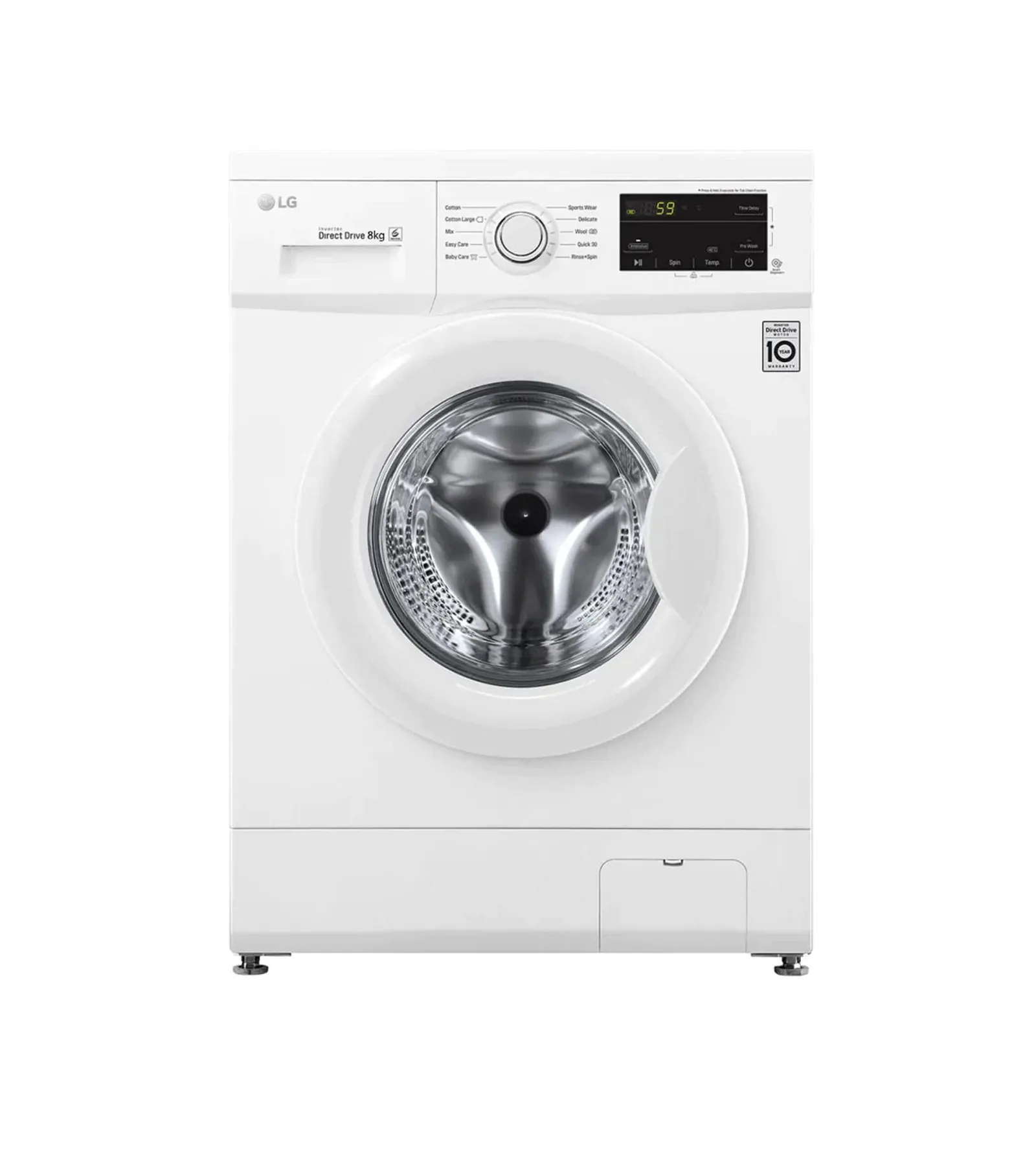 LG 8 Kg Front Load Washing Machine 6 Motion Direct Drive Smart Diagnosis™ 1400 RPM Color White Model – FH2J3TDNP0 – 1 Year Warranty.