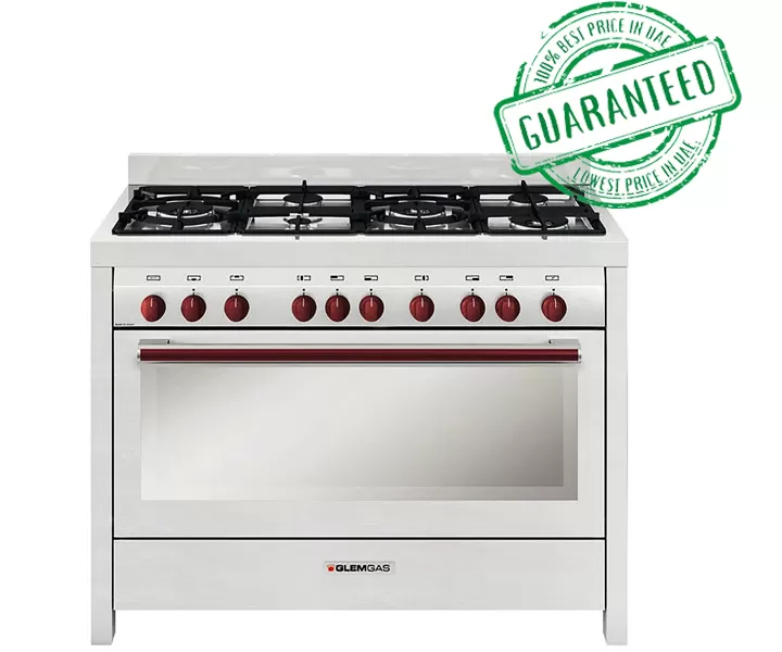 GlemGas Cooker With Red Nobs 120cm x 60cm Model MGW626RD | 1 Year Warranty
