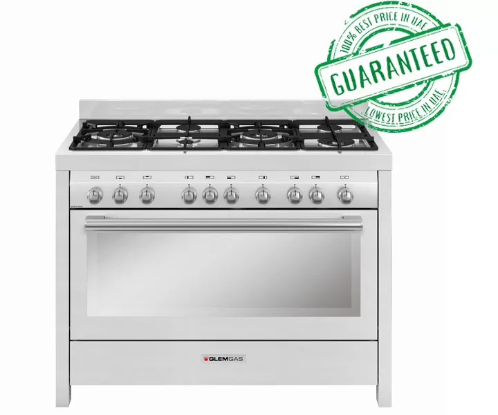 Glemgas 6 Burners Gas Cooking Range With Oven Cast Iron Full Safety Auto Ignition Color Silver 120 x 60 cm Model – MGW626RI – 1 Year Brand Warranty.