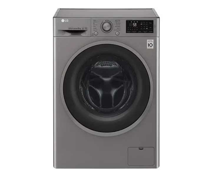 LG 8 Kg Washer 5 Kg Dryer Front Load Washing Machine 1400 RPM 6 Motion Direct Drive ThinQ Stone Color Silver Model – F2V5PGP2T – 1 Year Warranty.