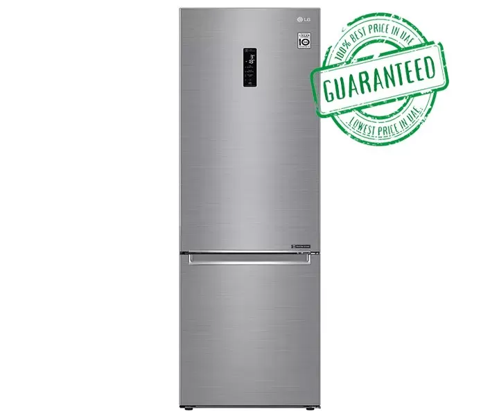 LG 459 Liter Refrigerator Bottom Freezer Inverter Linear Compressor Silver Model GCB459NLHM | 1 Year Full 5 Years Compressor Warranty
