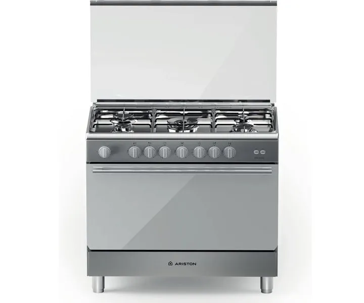 Ariston Freestanding Full Gas Cooking Range 90 x 60cm With 5 Burners Automatic Ignition Stainless Steel Model- BAM951EGSM | 1 Year Full Warranty