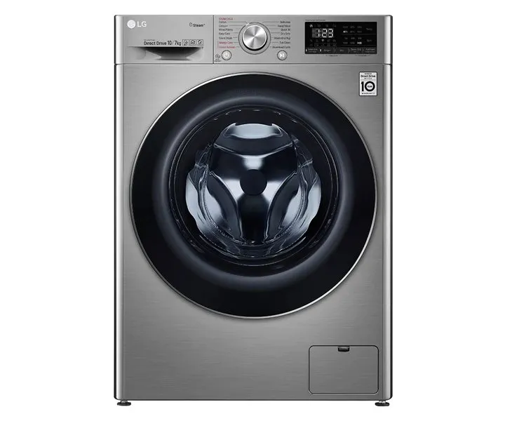 LG 10.5 Kg Washer 7 Kg Dryer Front Load Washing Machine With Steam AI DD 1400 RPM Color Silver Model – F4V5RGP2T – 1 Year Full Warranty.