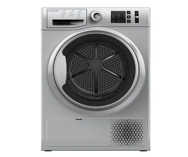 Ariston 8 KG Front Load Condenser Dryer 15 Programs Galvanised Drum Black/ilver Model- NTCM108BSGCC | 1 Year Full Warranty