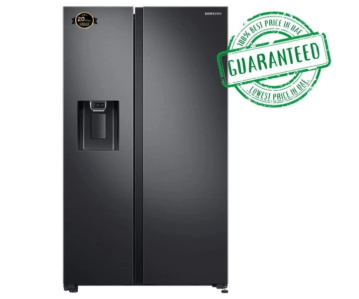 Samsung 660 Liter Side By Side Refrigerator With Water Dispenser Color Grey/Black Model – RS64R5331B4 – 1 Year Full 20 Years Compressor Warranty.