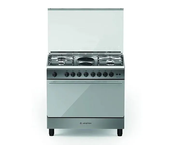 Ariston 90 x 60 cm Gas & Electric Cooker 4 Gas Burner + 2 Hot Plate Silver Colour Model- BAM940EMSM | 1 Year Full Warranty