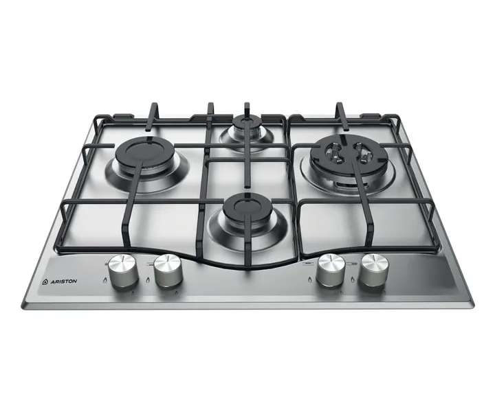 Ariston 60×60 Built-in Gas Hob 4 Burners With Auto Ignition Stainless Steel Silver Colour Model- PCN642IXA | 1 Year Full Warranty