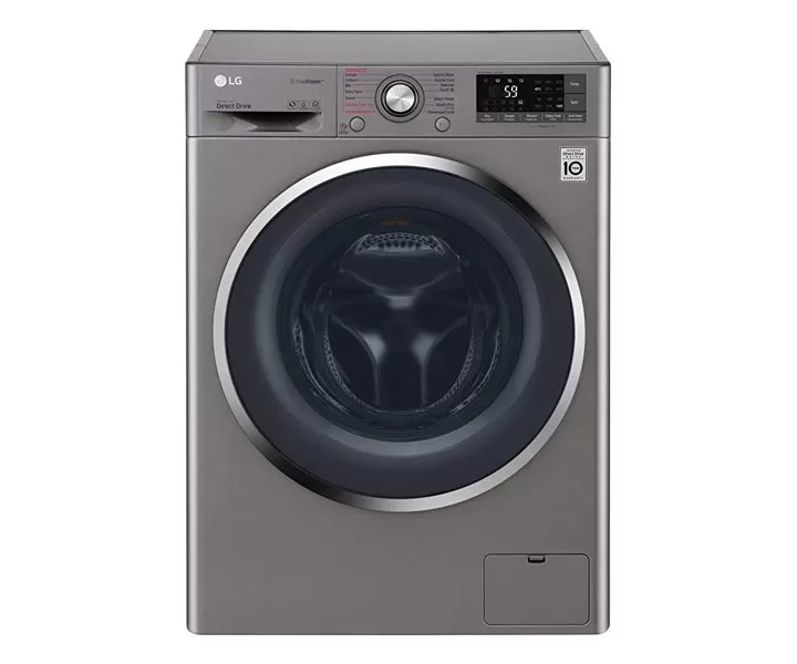 LG 10.5 Kg Washer 7 Kg Dryer Front Load 6 Motion Direct Drive True Steam™ ThinQ 1400 RPM Color Silver Model – F4J8JHP2SD – 1 Year Full Warranty.