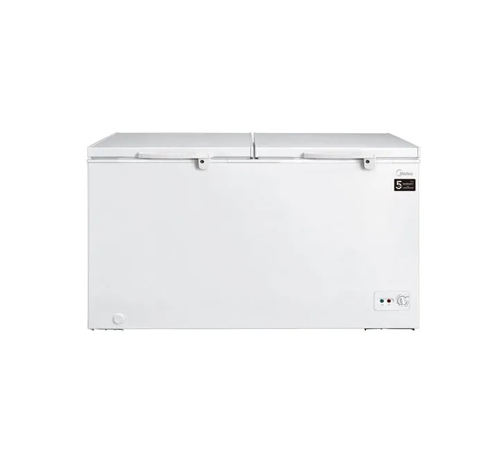 Midea 670 Liter Chest Freezer Double Door White Model HD670C | 1 Year Full 5 Years Compressor Warranty.