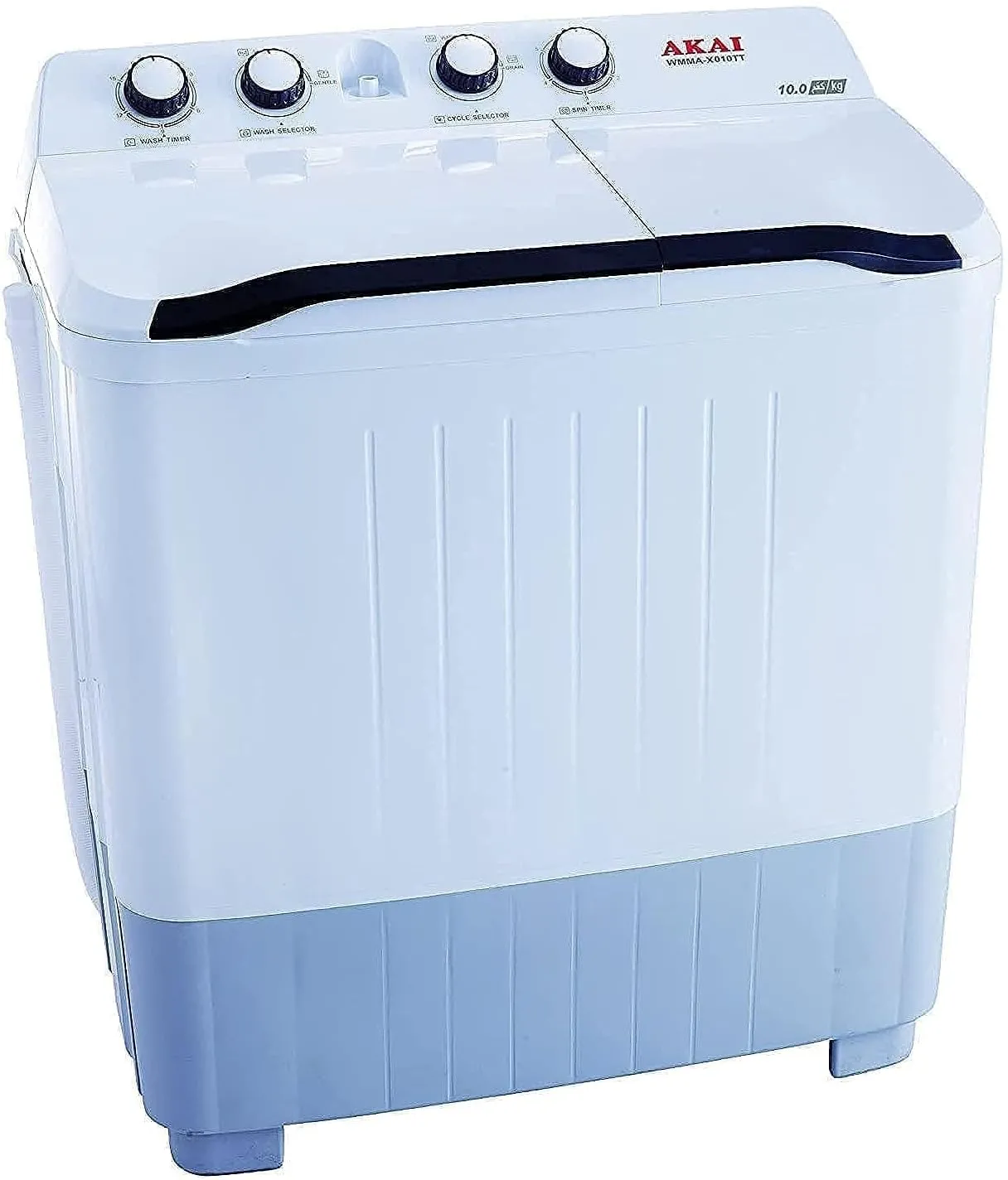 Akai 10 Kg Twin Tub Washing Machine Semi Automatic White Model WMMA-X010TT | 1 Year Warranty.