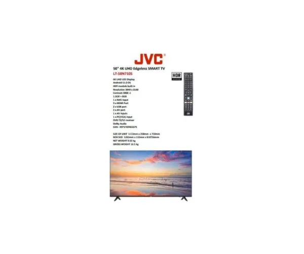JVC 50 Inch 4k UHD Smart TV Black Model LT50N7105