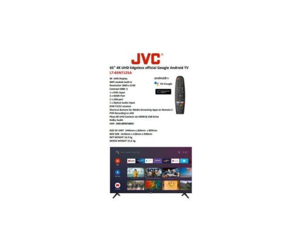 JVC 65 Inch 4K Smart TV Black Model LT65N7125A