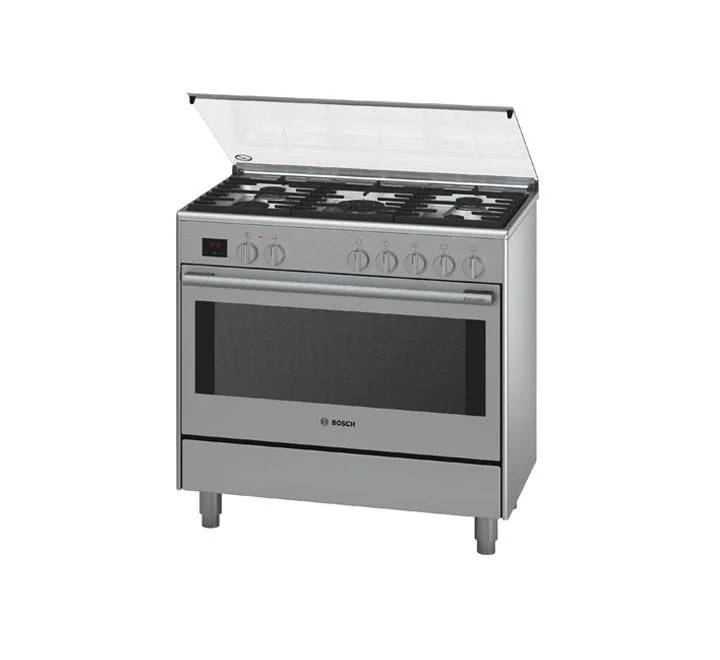 Bosch 5 Burner 90×60 cm Free Standing Gas Cooker With Electric Oven Black Model HSB738357M | 1 Year Brand Warranty.