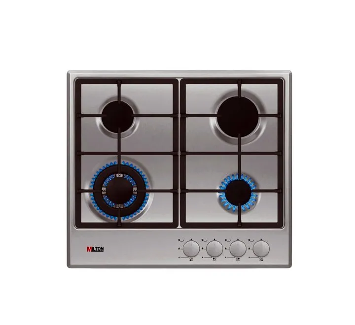 Milton 4 Burner Built In Stainless Steel Size (60 x 60) cm Gas Hob With Auto ignition Silver Model MHG607SS | 1 Year Warranty