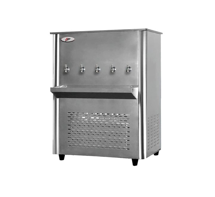 Milton 5 Tap Water Cooler Stainless Steel 100 Gallons With Full Stainless Steel Body 5 Push Button Taps For Chilled Water Silver Model – ML100T5D1 – 1 Year Full 5 Year Compressor Warranty.