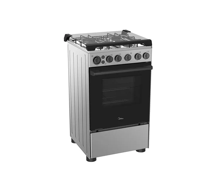 Midea 4 Burners Gas Cooker With Cast Iron Pan Support 55 x 50 cm Color Silver Model – BME55007FFD – 1 Year Brand Warranty.