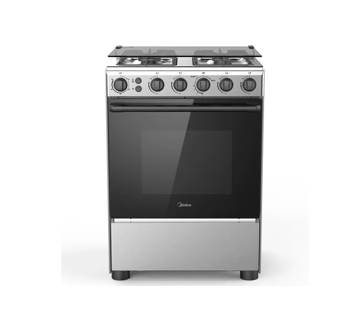 Midea 4 Burner Gas Cooker With Full Safety Auto Ignition Stainless Steel Finish Silver Model BME62058FFD-D | 1 Year Warranty.