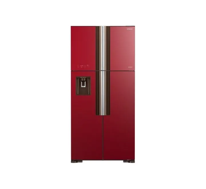 Hitachi 760 Liter French Door Refrigerator Inverter Glass Finish Red Model RW760PUK7GRD | 1 Year Full 10 Year Compressor Warranty.