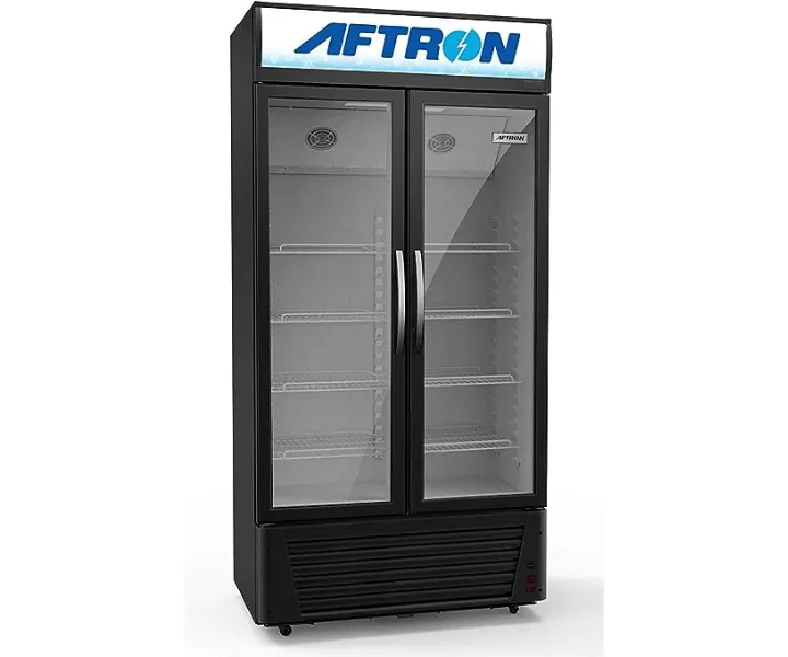 Aftron 680 Liter Showcase Chiller Double Door Color Black Model – AFSC680F – 1 Year Full 5 Years Compressor Warranty.