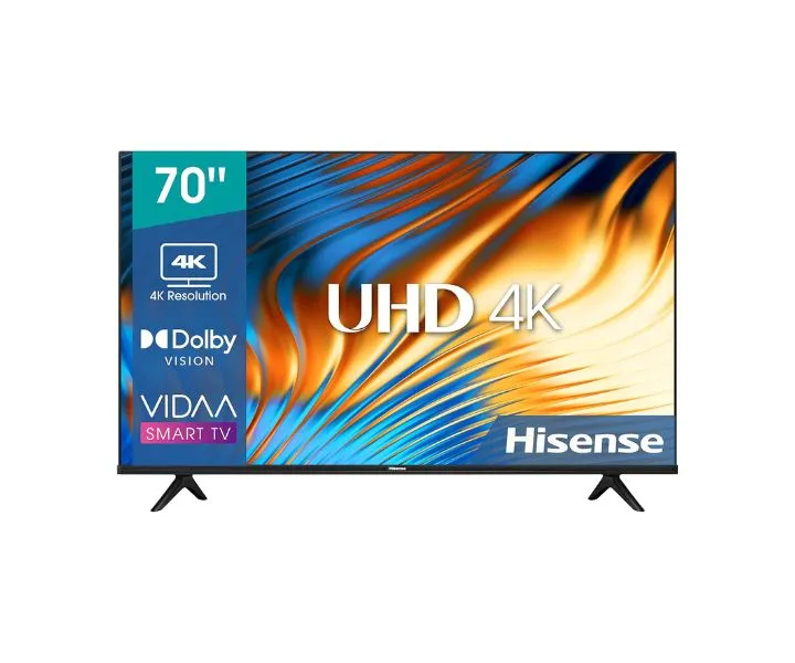 Hisense 70 Inch 4K UHD Smart TV VIDAA With Dolby Vision HDR Black Model 70E6H | 1 Year Warranty