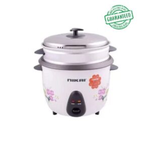 Nikai 1Ltr 2-in-1 Non-Stick 400W Rice Cooker with Steamer White Model NR701A | 1 Year Warranty
