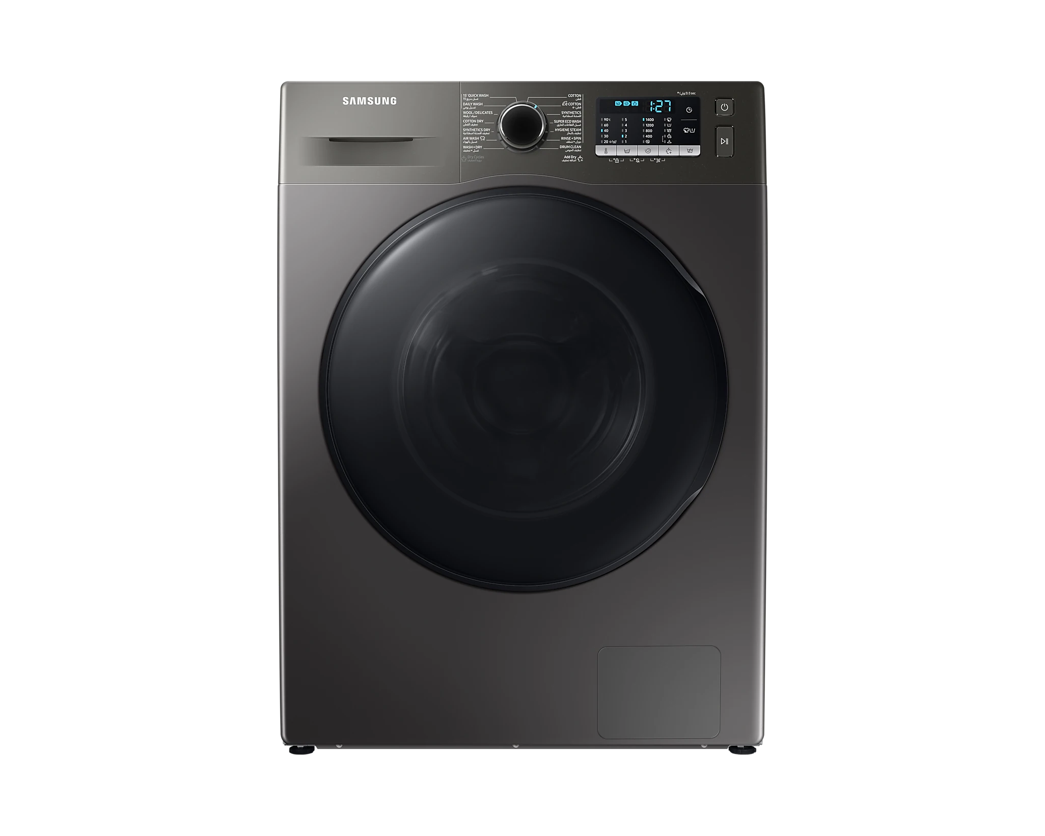 Samsung 8 Kg Washer 6 Kg Dryer Front Load Combo With Hygiene Steam 1400 RPM Color Silver Model – WD80TA046BX/GU – 1 Year Full Warranty.
