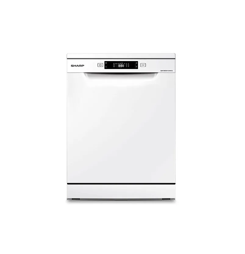 Sharp Free Standing Dishwasher 3 Basket 14 Place Settings And 8 Program White Model- QW-MA814-WH | 1 Year Warranty.