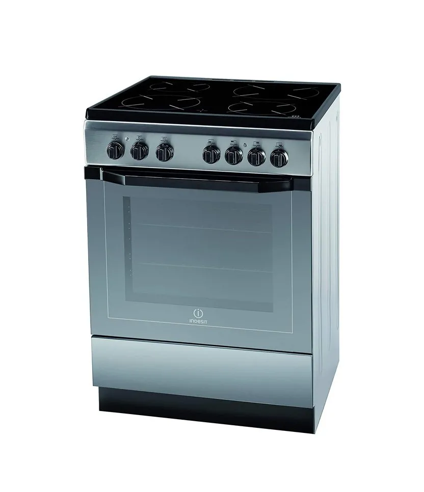 Indesit 4 Heat Zone Ceramic Cooker With Fan Stainless Steel 60 x 60 cm Color Silver Model – I6VV2AXEX – 1 Year Full Warranty.