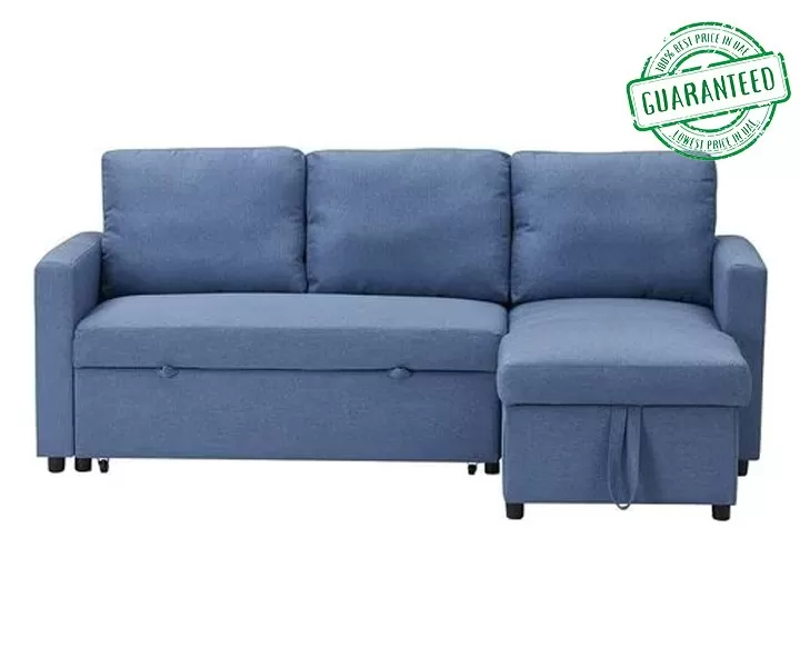 Galaxy Design Devan Sofa Bed With Cushions Color- Blue | (L x W x H) 210 x 160 x 95 | Model GDF-BL05