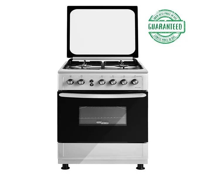 Super General 4 Burner Gas Cooker With Oven Full Safety 60 x 60 cm Color Gray Model – SGC6470MSFS – 1 Year Brand Warranty.