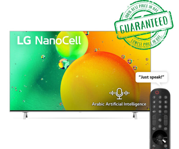 LG 65 Inch NANO 4K UHD Smart WebOS TV With ThinQ AI Active HDR (NANO77 Series) Black Model- 65NANO776QA | 1 Year Warranty