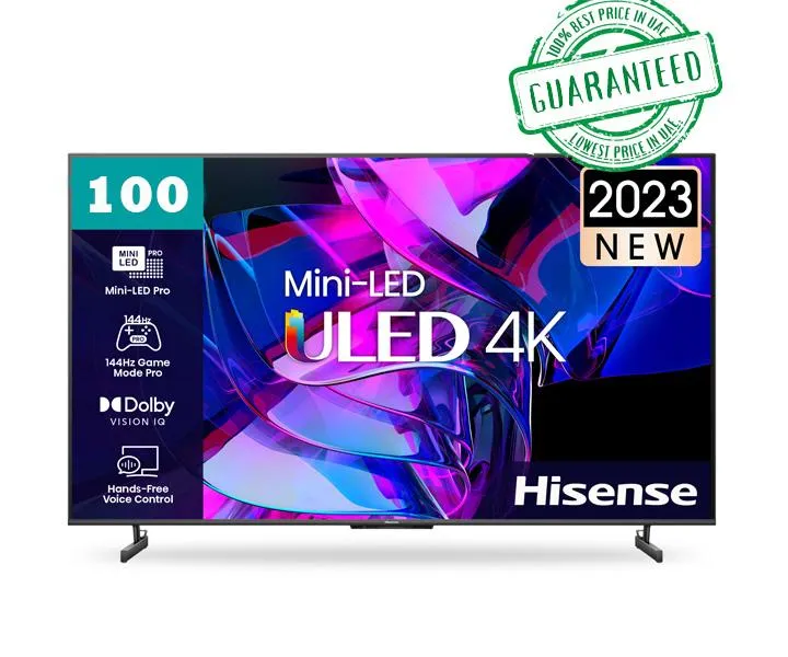 Hisense 100 Inch ULED 4K Smart VIDDA TV Class U7K Series Mini-LED Black Model- 100U7K | 1 Year Warranty