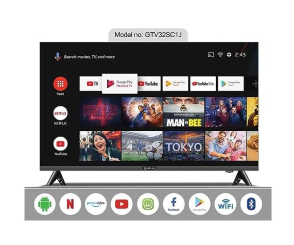 Gratus 43 Inchs Full HD Smart LED TV Android 11, Color Box, E-share, YouTube, Netflix, Shahid, FaceBook, A+ Panel, Black Model-GTV43SCIJ | 1 Year Brand Warranty.