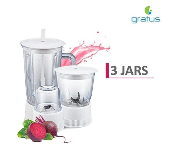 Gratus 4 in 1 Food Processor Blender Juicer 3-Speed Control 400 Watts With Safety Arm Model-GFP4001FEC | 1 Year Brand Warranty.
