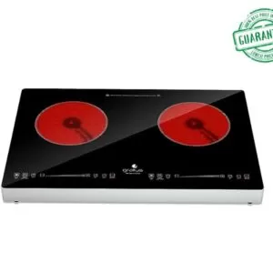 Gratus Infrared Electric Cooker Double Burns With Sensor Touch And Knob Controller Black Model-GRDIC2115ZGC | 1 Year Brand Warranty.