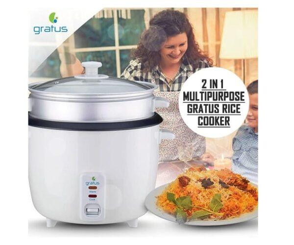 Gratus 1.5 Litres Electric Rice Cooker Color White Model-GRC15500GBC | 1 Year Brand Warranty.