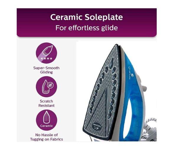 Gratus Steam Iron Ceramic With Soleplate & Temperature Control Blue Model-GSI1200UC | 2 Year Brand Warranty.