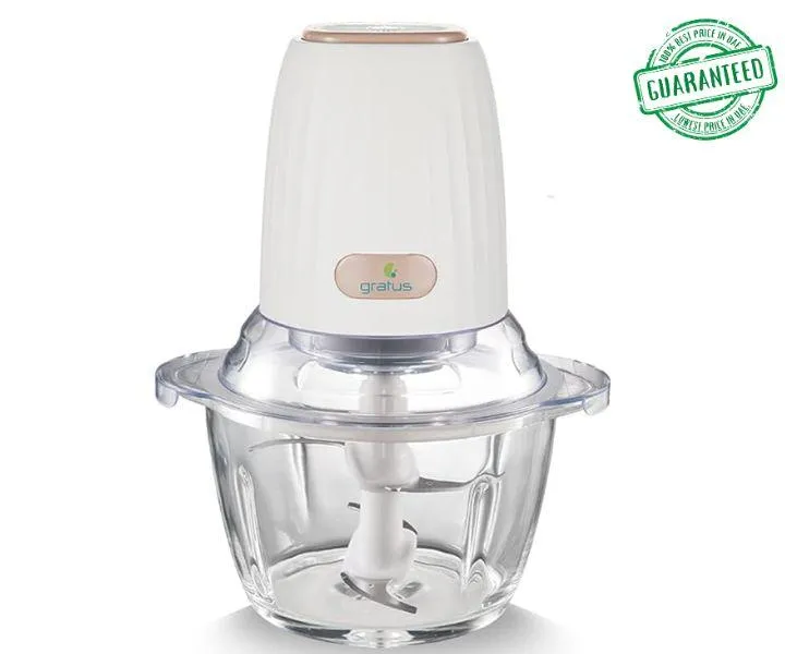 Gratus 2 Litres Food Chopper With 2 Speed Control, Glass Bowl, Stainless Steel Blades X 4, Easy to Clean Color ‎Bronze Model-GFC4002FC | 1 Year Brand Warranty.