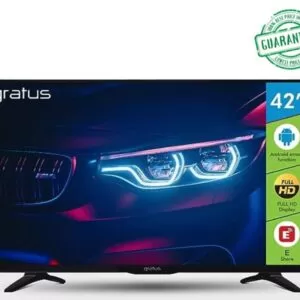 Gratus 42 Inchs Full HD Smart LED TV With Built In Receiver, Android Smart A+ Panel Wi-Fi Black Model-GASLED42ACDFHD | 1 Year Brand Warranty.