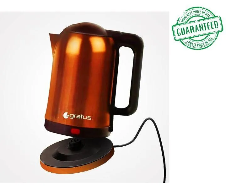 Gratus 2 Litres Electric Copper Coated Stainless-Steel Kettle 360 Degree With Cordless Power Base Color ‎Bronze Model-GLK2098BC | 1 Year Warranty.