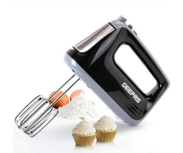 Geepas Hand Mixer 5-Speed 400.0 W Black and Silver Model GHM43020UK | 1 Year Full Warranty
