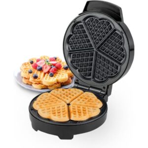 Geepas 5 Slice Heart Waffle Maker 1000W Silver & Black Model GWM36538 | 1 Year Full Warranty