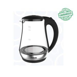 Nikai 1.7L Electric Glass Kettle with Filter and Boil Dry Protection Black & Clear Model NK323G | 1 Year Warranty