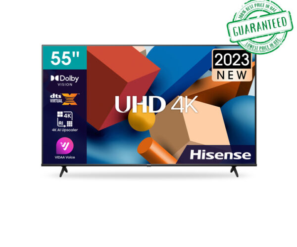 Hisense 55 Inch UHD 4K Smart TV VIDAA Dolby DTS HD Sound High Contrast (New 2023-24) Model 55A6K | 1 Year Warranty.
