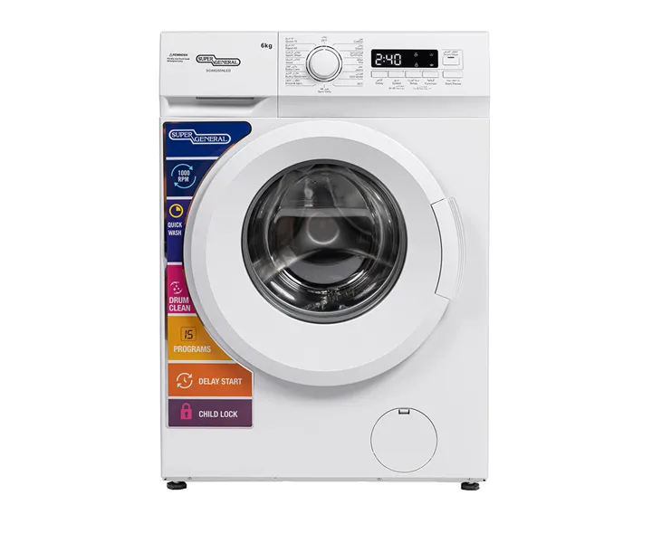 Super General 6 KG Front Load Washing Machine Color White Model- SGW6250NLED | 1 Year Full Warranty