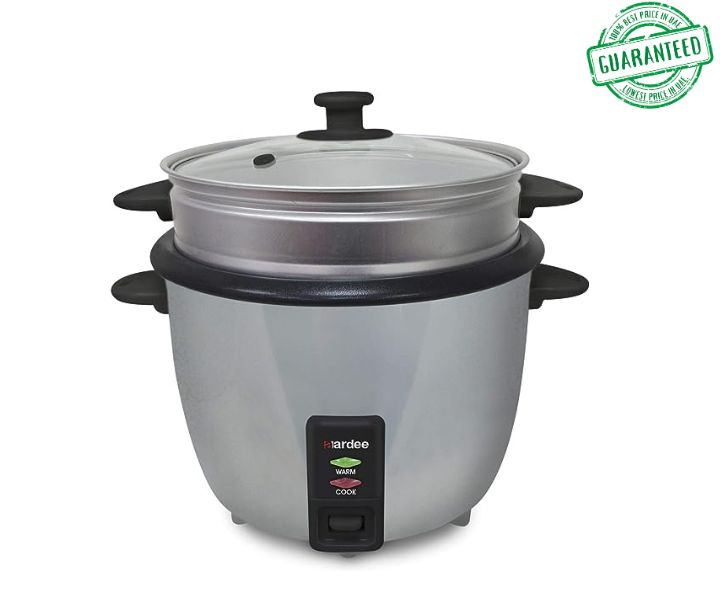 Aardee Rice Cooker With Aluminium Steamer Additional thermostat Cool-touch handles 600ml Grey Model-ARRC-604D | 1 Year Brand Warranty.