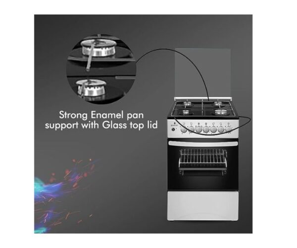 Gratus 4 Burner Gas Cooker With Gas Grill Euro Pool Type Burners Size (50 x 50) cm White/Black Model-GGR54FRTE |1 Year Brand Warranty.